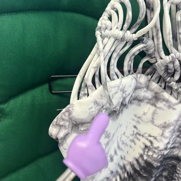 Mikoh crochet high neck halter one piece swimsuit. XL. Grey marble tie dye. - Picture 4 of 8